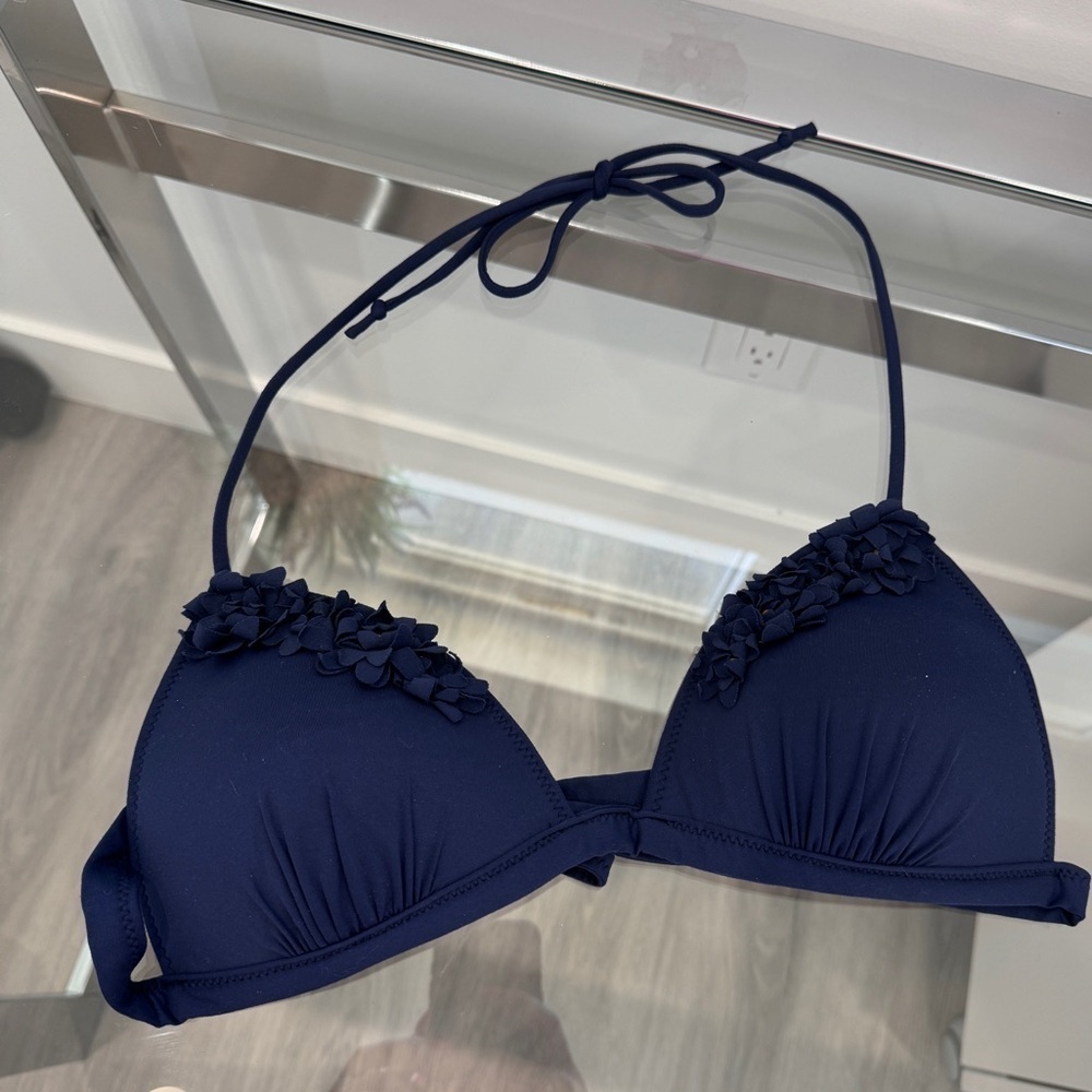 Hollister Blue Floral Edge Bikini Top (M)